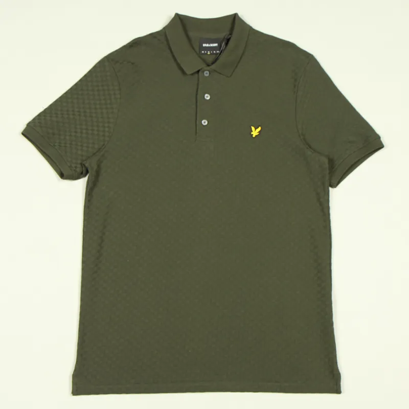 Lyle and Scott Grid Texture Polo Shirt - Mountain Moss